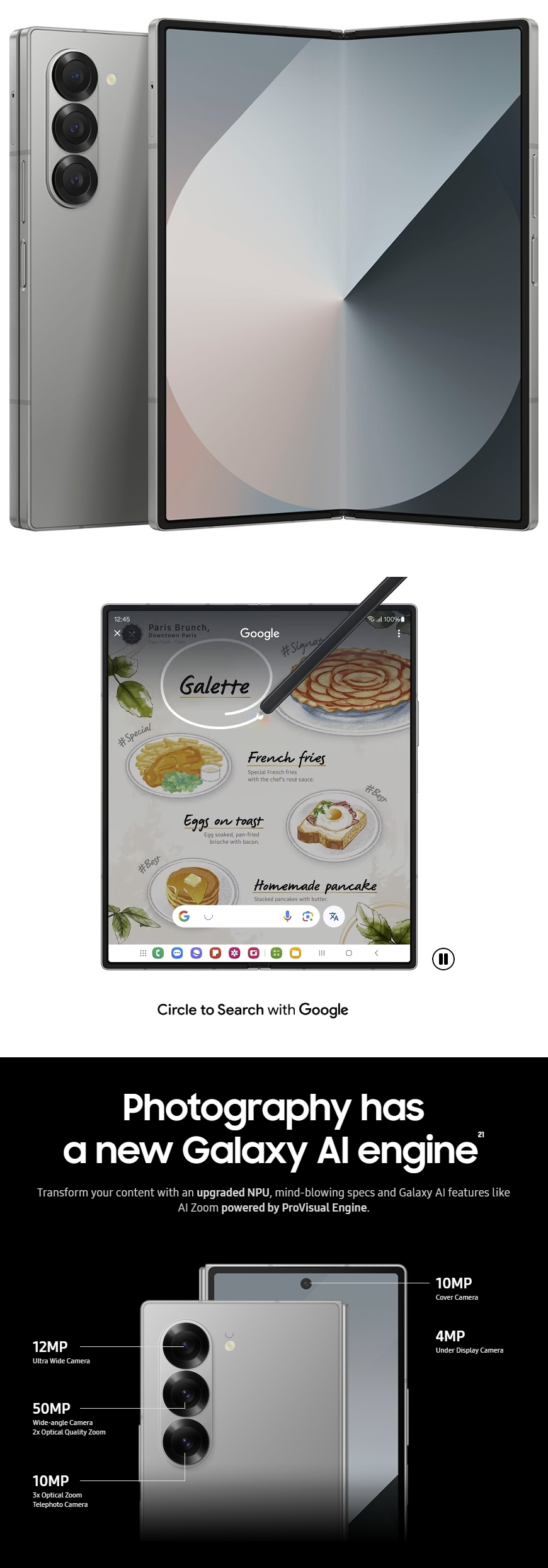 Samsung Galaxy Z Fold 6 5G camera and design